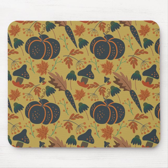 Pumpkins and carrots seamless pattern mouse pad (Front)