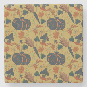 Pumpkins and carrots seamless pattern stone coaster