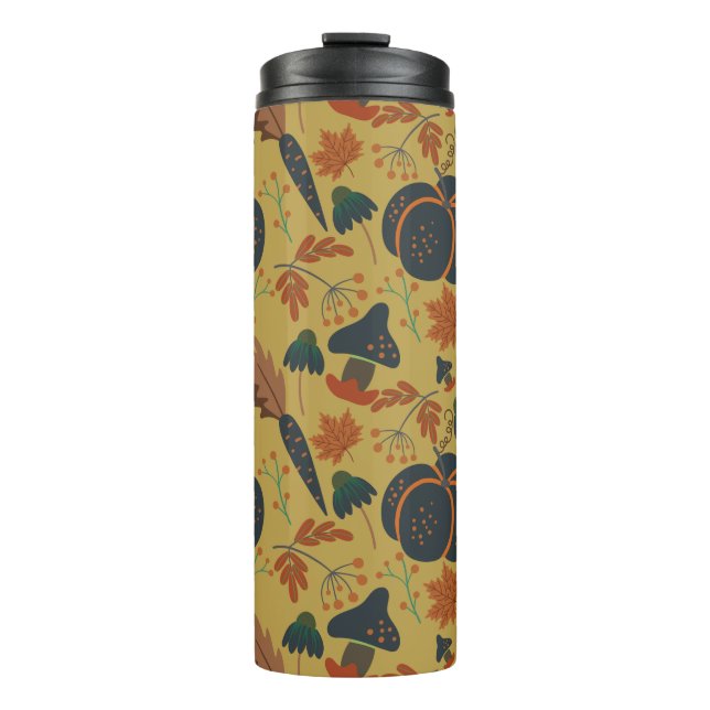 Pumpkins and carrots seamless pattern thermal tumbler (Front)