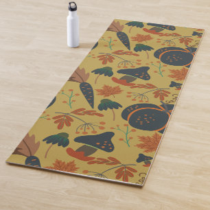 Pumpkins and carrots seamless pattern yoga mat