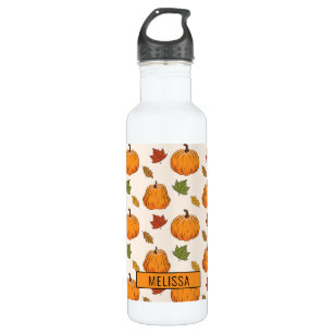 Pumpkins And Colourful Autumn Leaves Pattern & Nam 710 Ml Water Bottle