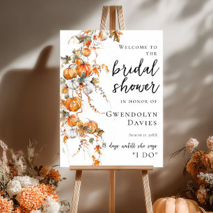 Pumpkins and Fall Leaves Bridal Shower Welcome Poster