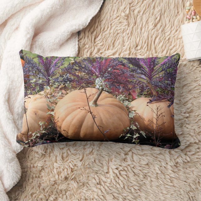 Pumpkins And Fall Plants   Lumbar Cushion (Blanket)