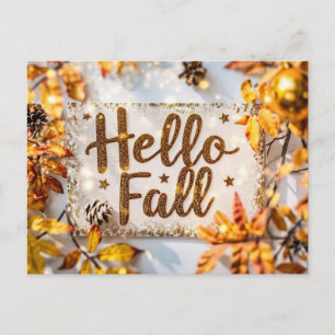 Pumpkins and Flowers Fall greeting Postcard