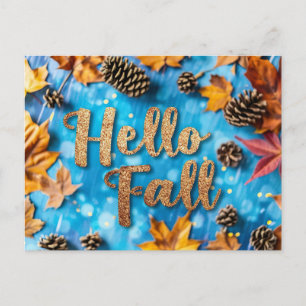 Pumpkins and Flowers Fall greeting Postcard