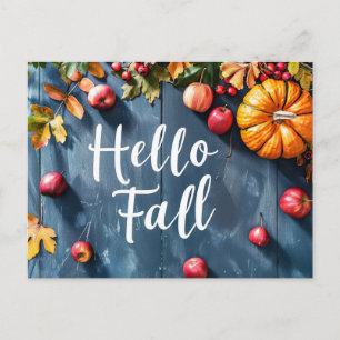 Pumpkins and Flowers Fall greeting Postcard