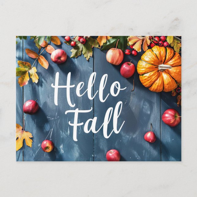 Pumpkins and Flowers Fall greeting Postcard (Front)