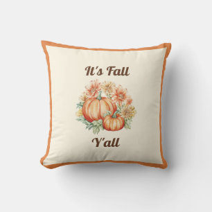 Pumpkins and Flowers - Rustic Farmhouse Fall Decor Cushion