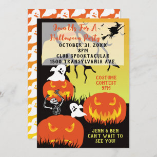 Pumpkins And Ghosts Join Us For A Halloween Party Invitation