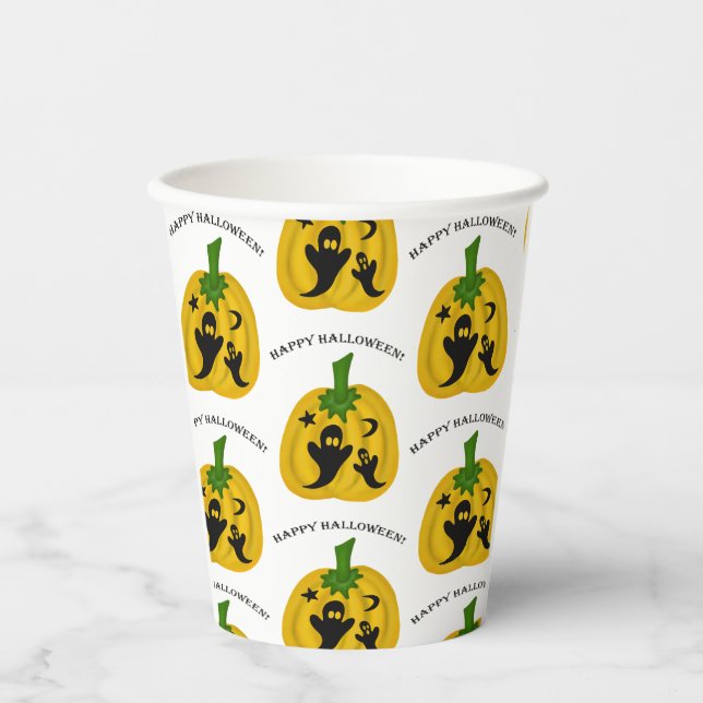 Pumpkins and ghosts paper cups (Front)