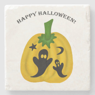 Pumpkins and ghosts stone coaster