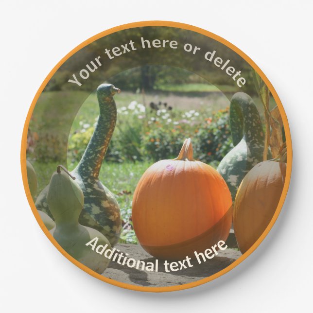 Pumpkins And Gourds Personalised Party   Paper Plate (Front)