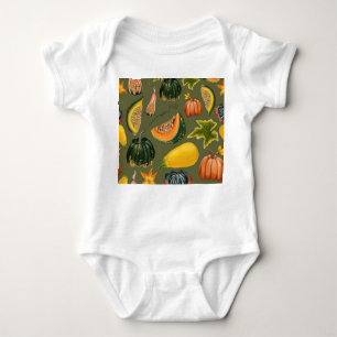 Pumpkins and Leaves: Autumn Greenery Baby Bodysuit