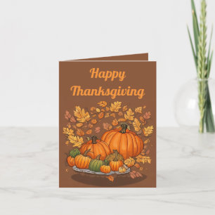 Pumpkins and Leaves Thanksgiving Day Card