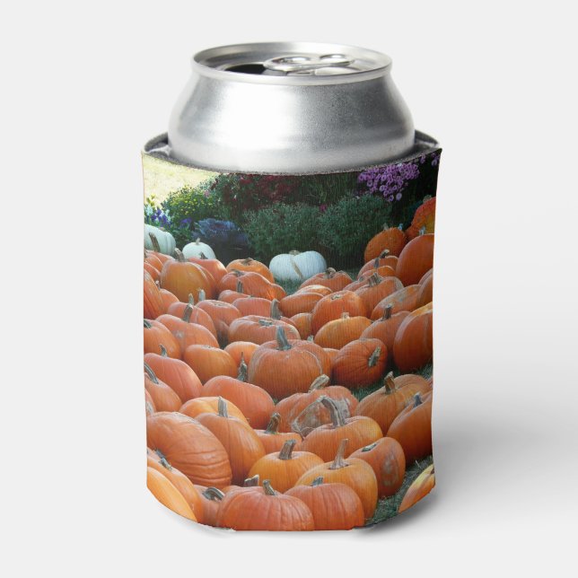 Pumpkins and Mums Autumn Harvest Photography Can Cooler (Can Front)