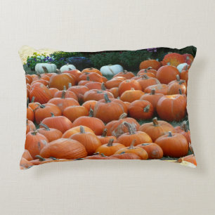 Pumpkins and Mums Autumn Harvest Photography Decorative Cushion