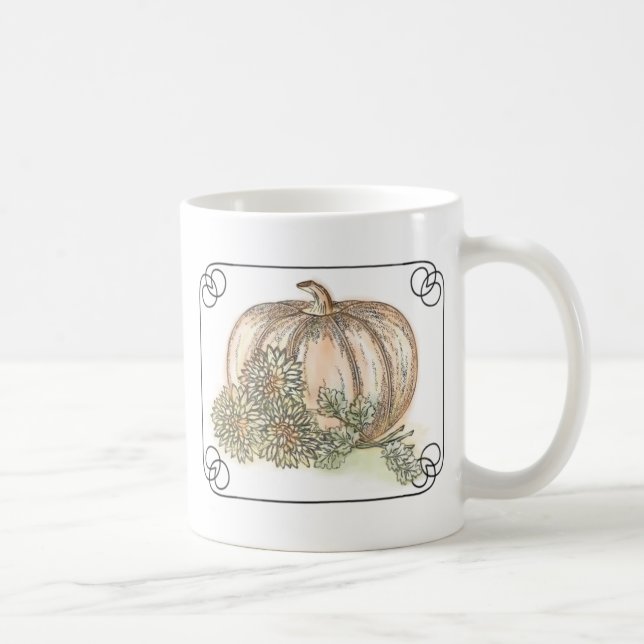 Pumpkins and Mums Fall floral Coffee Mug (Right)