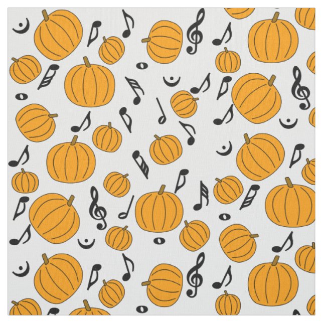 Pumpkins and Music Notes Fabric (Swatch)