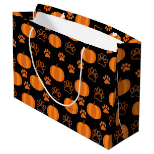 Pumpkins and Paws Halloween Wrapping Paper Large Gift Bag