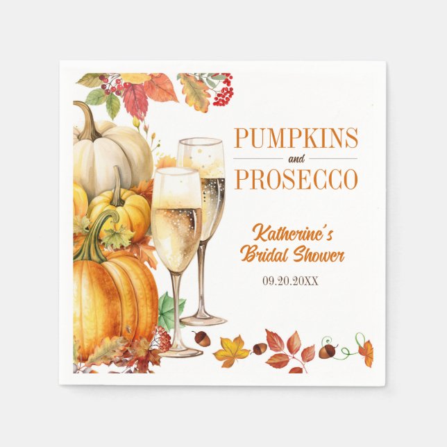 Pumpkins and Prosecco Bridal Wedding Shower Napkin (Front)