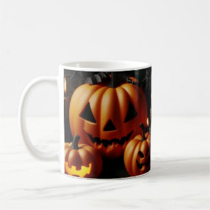 Pumpkins and skeleton coffee mug
