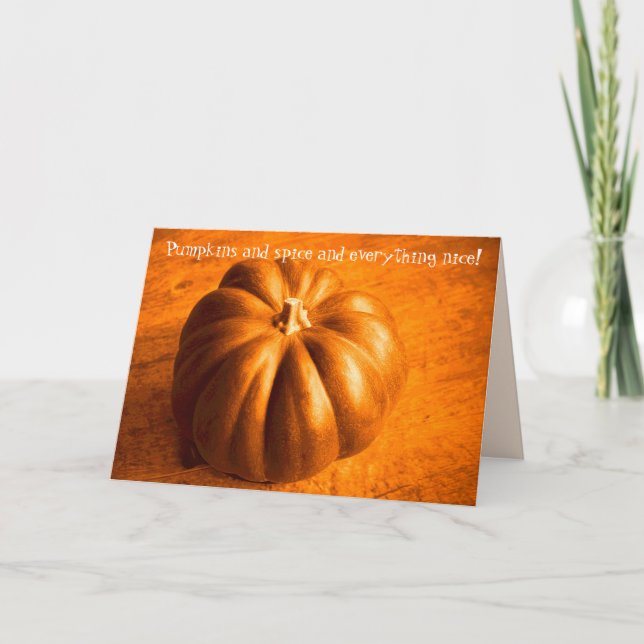 Pumpkins and Spice Orange Seasonal Generic Holiday Card (Front)
