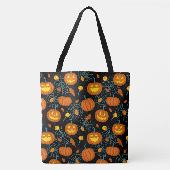 Pumpkins and Spider Webs Tote Bag (Front)