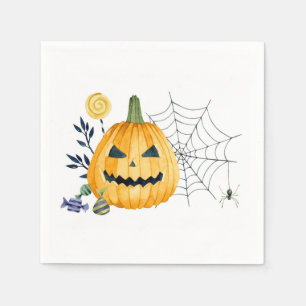Pumpkins and spiderwebs napkin