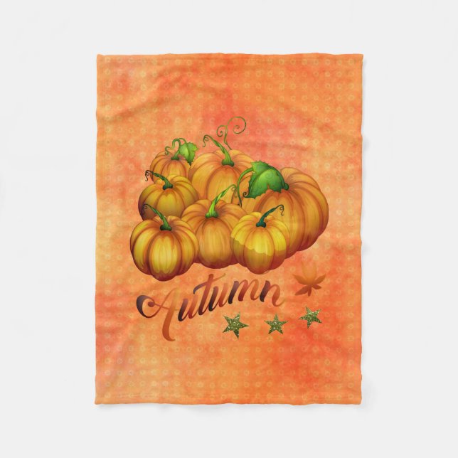 Pumpkins And Stars Fleece Blanket (Front)