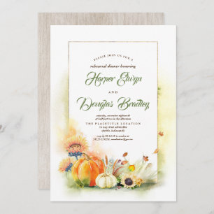 Pumpkins and Sunflowers Fall Rehearsal Dinner Invitation