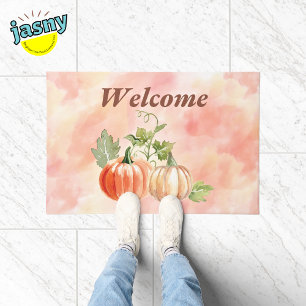 Pumpkins And Vines Autumn Fall Welcome Doormat