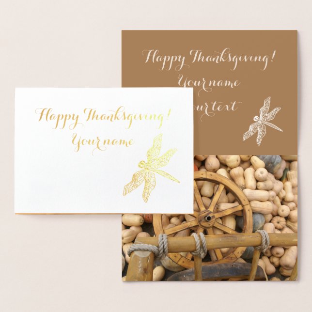 Pumpkins and Wheel of the rural wooden cart Foil Card (Display)