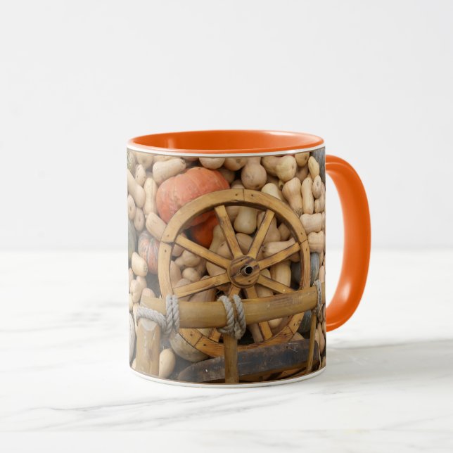 Pumpkins and Wheel of the rural wooden cart Mug (Front Right)