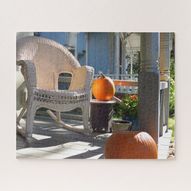 Pumpkins and Wicker Rocker - Martha's Vineyard Jigsaw Puzzle (Horizontal)