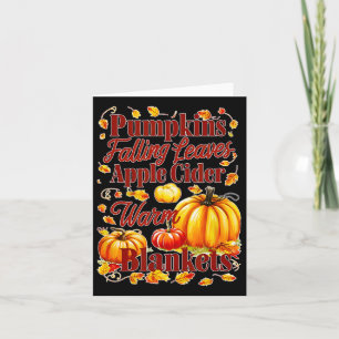 Pumpkins Apple Cider Warm Blankets Leaves Fall Hal Card