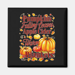 Pumpkins Apple Cider Warm Blankets Leaves Fall Hal Magnet
