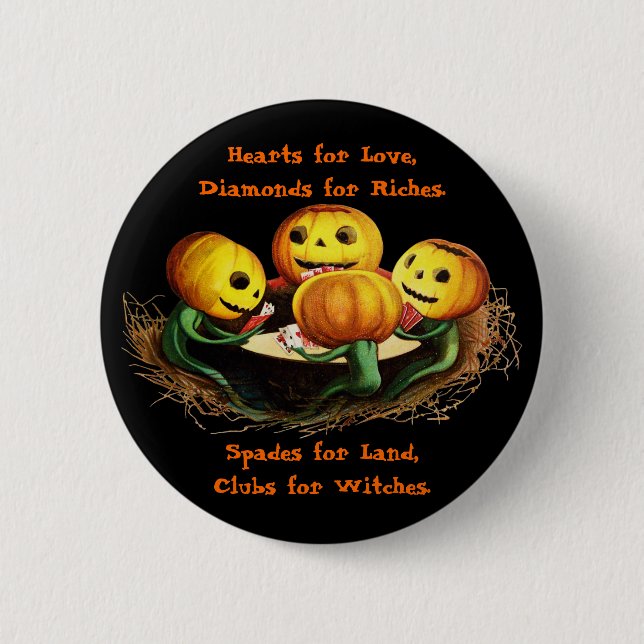 Pumpkins at Cards Halloween Button (Front)
