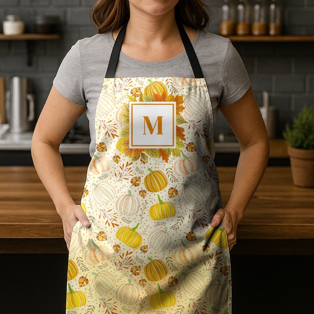 Pumpkins Autumn Fall Harvest Pattern Apron (Creator Uploaded)