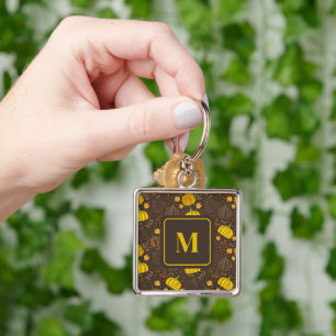 Pumpkins Autumn Fall Harvest Pattern Key Ring