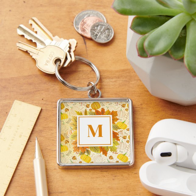 Pumpkins Autumn Fall Harvest Pattern Key Ring (Desk)