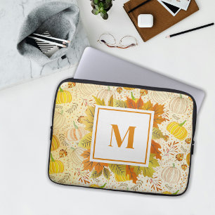 Pumpkins Autumn Fall Harvest Pattern Laptop Sleeve