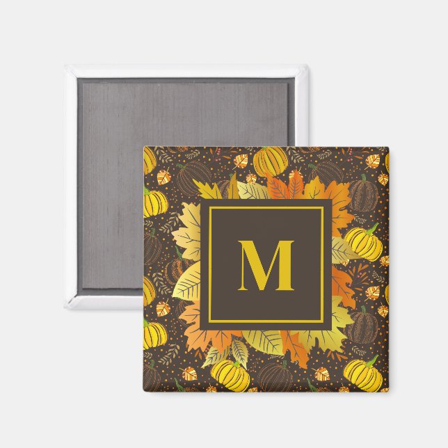 Pumpkins Autumn Fall Harvest Pattern Magnet (Front/Back)