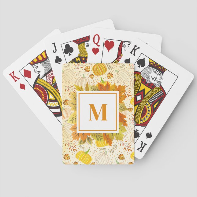 Pumpkins Autumn Fall Harvest Pattern Playing Cards (Back)