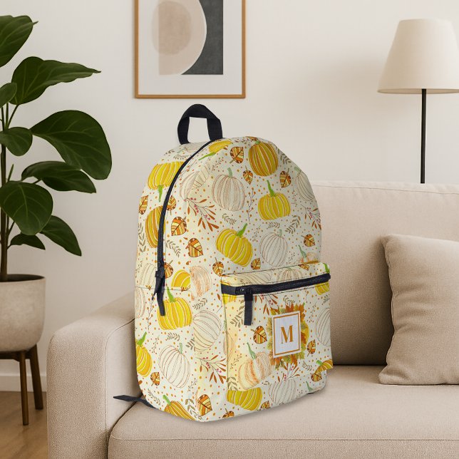 Pumpkins Autumn Fall Harvest Pattern Printed Backpack (Creator Uploaded)