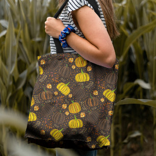 Pumpkins Autumn Fall Harvest Pattern Tote Bag