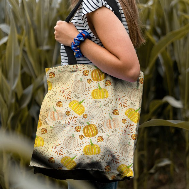 Pumpkins Autumn Fall Harvest Pattern Tote Bag (Creator Uploaded)