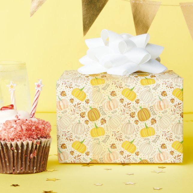 Pumpkins Autumn Fall Harvest Pattern Wrapping Paper (Birthday Party)