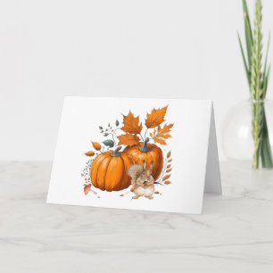 Pumpkins, Autumn Leaves and Squirrel Card