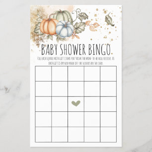 Pumpkins Baby Shower Game Bingo Card