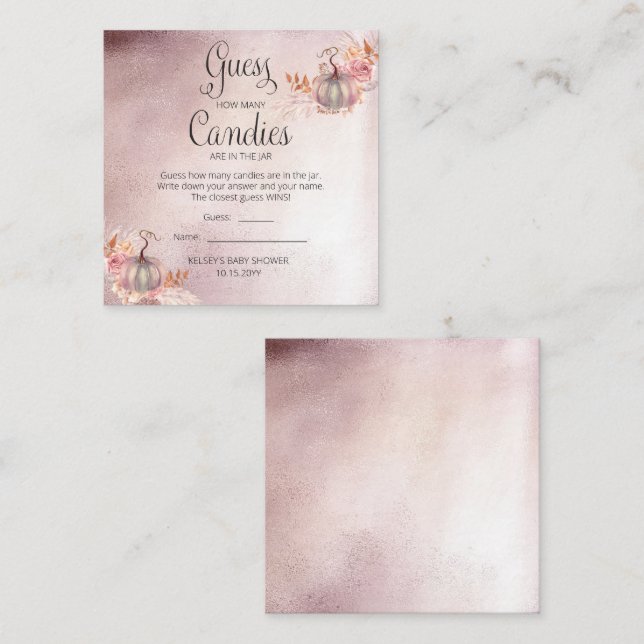 Pumpkins Baby Shower Guess Candies in Jar Game Enc Enclosure Card (Front/Back)